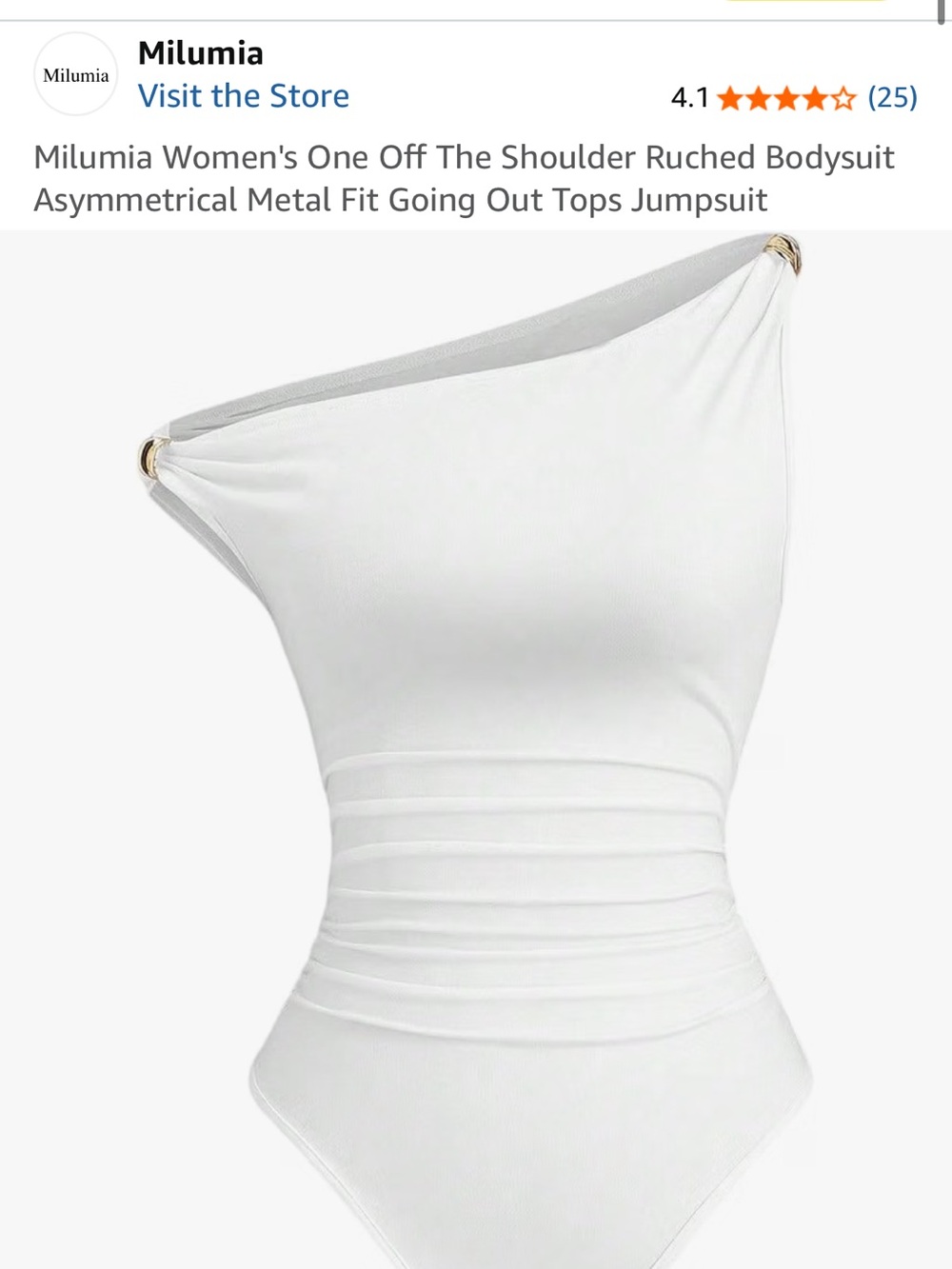 White One-Shoulder Ruched Bodysuit